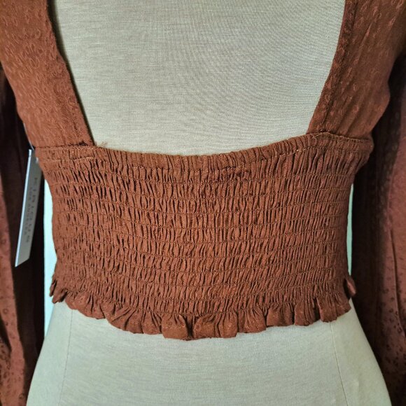 Kirious  Juniors CropTop Long Sleeve Brown Color Size L NWT - Picture 5 of 9